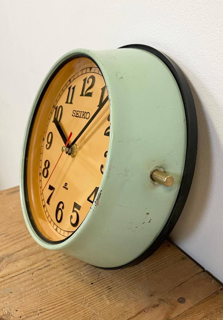 Japanese Vintage Green Seiko Navy Wall Clock, 1970s For Sale