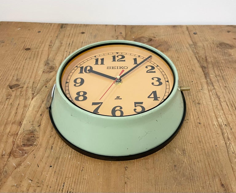 20th Century Vintage Green Seiko Navy Wall Clock, 1970s For Sale