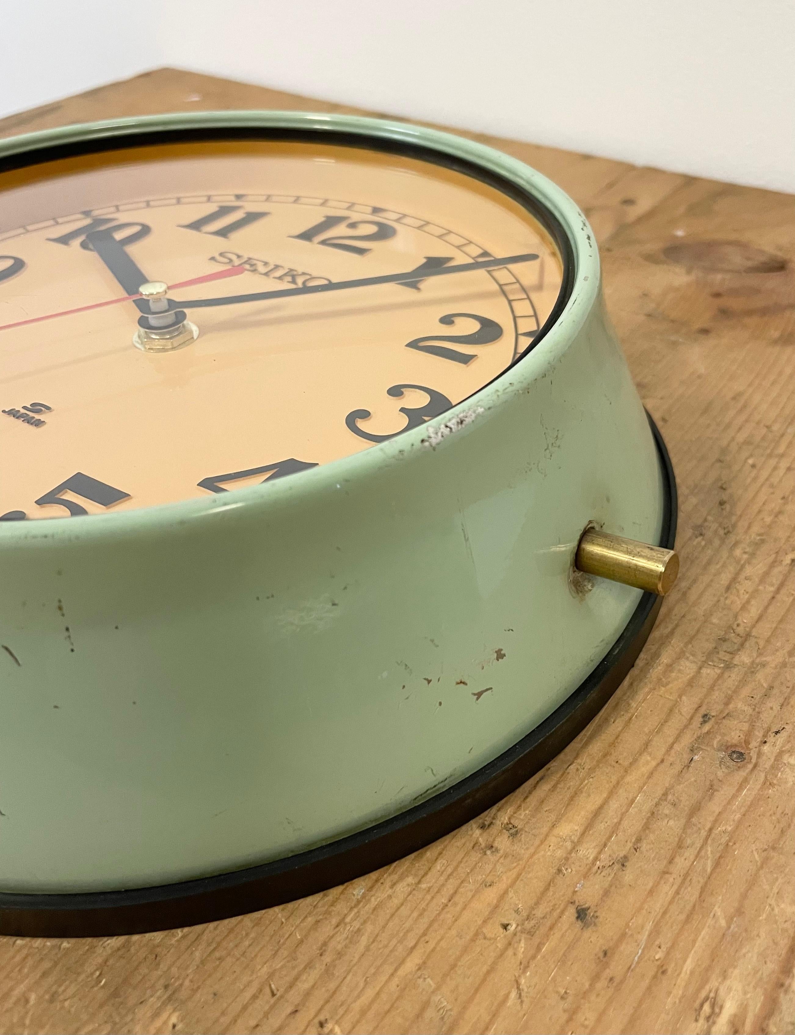 Vintage Green Seiko Navy Wall Clock, 1970s 1