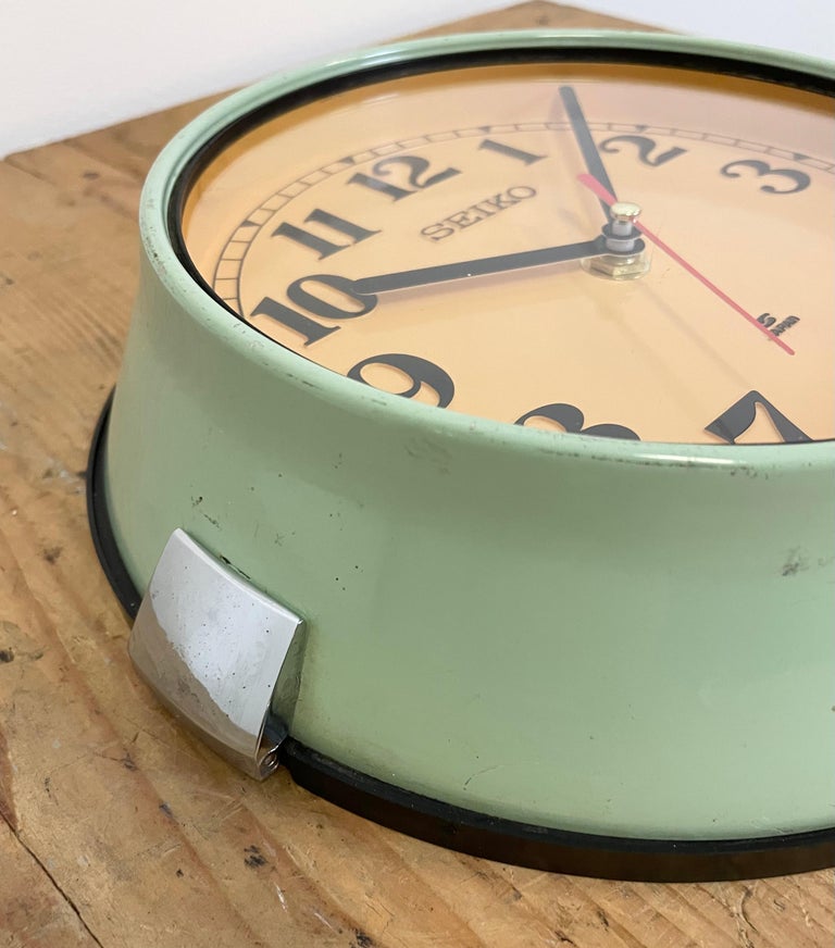 Vintage Green Seiko Navy Wall Clock, 1970s For Sale 2