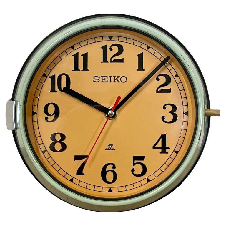 Vintage Green Seiko Navy Wall Clock, 1970s For Sale