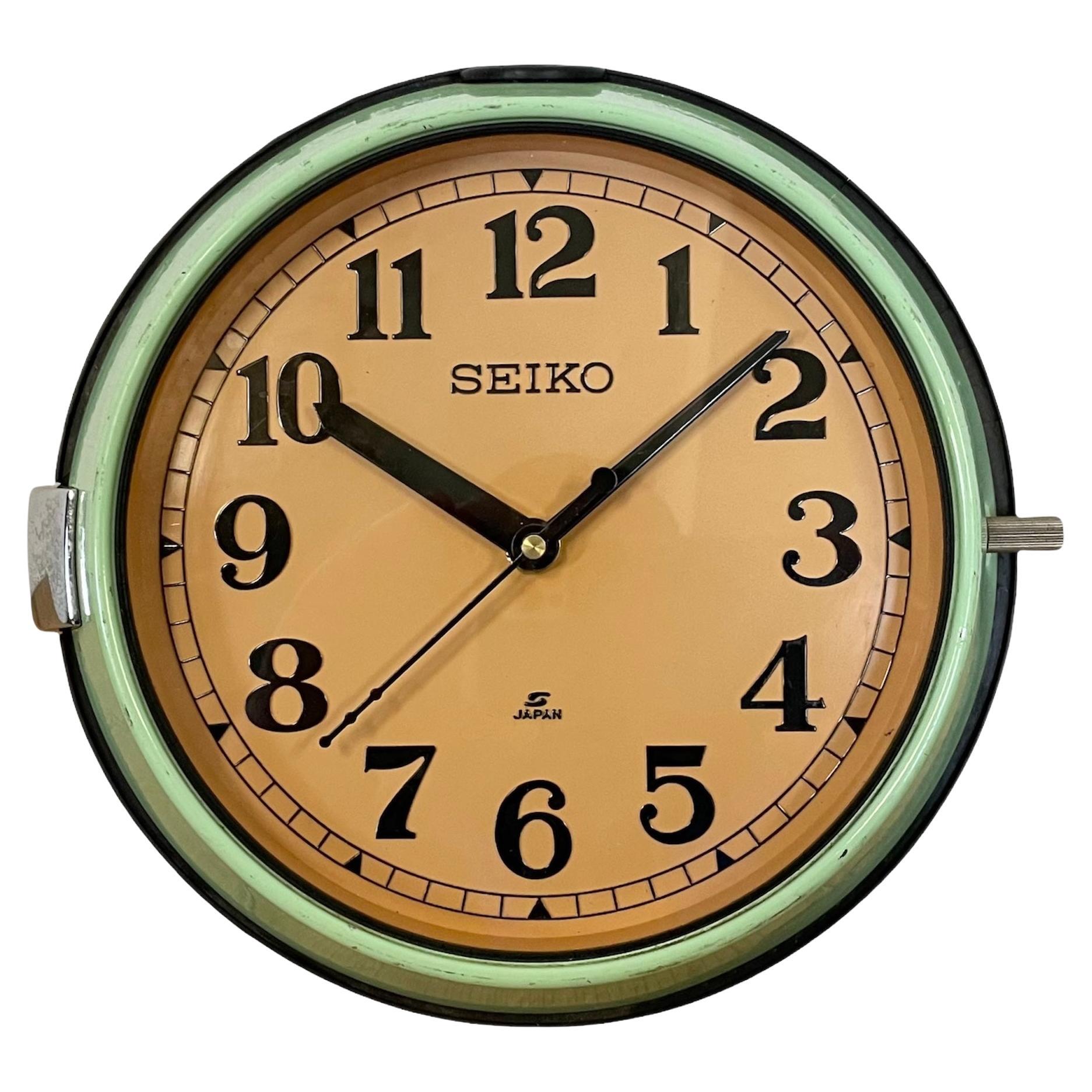 Vintage Green Seiko Navy Wall Clock, 1970s