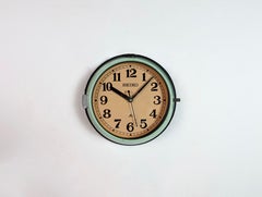 Reloj de pared de barcos Seiko verde vintage, años 70