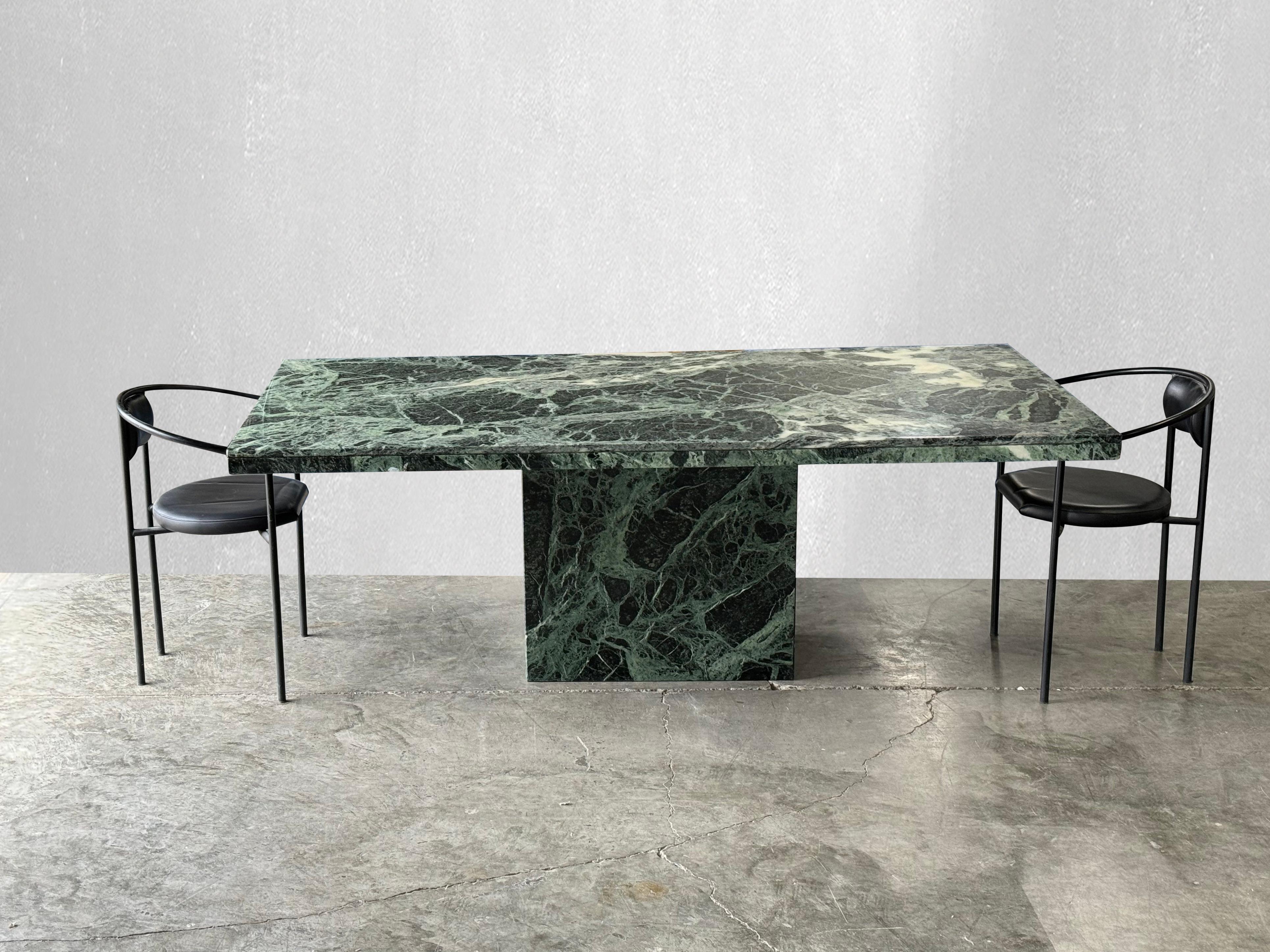 green marble dining table