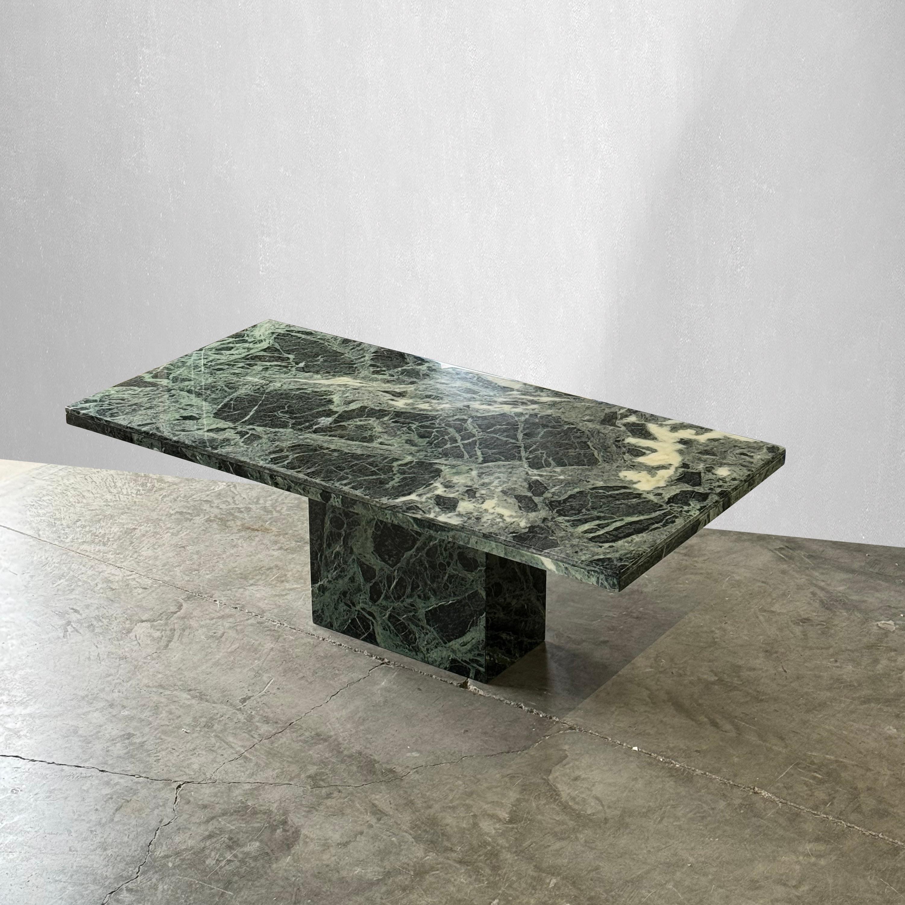 Post-Modern Vintage Green Serpentine Marble Dining Table