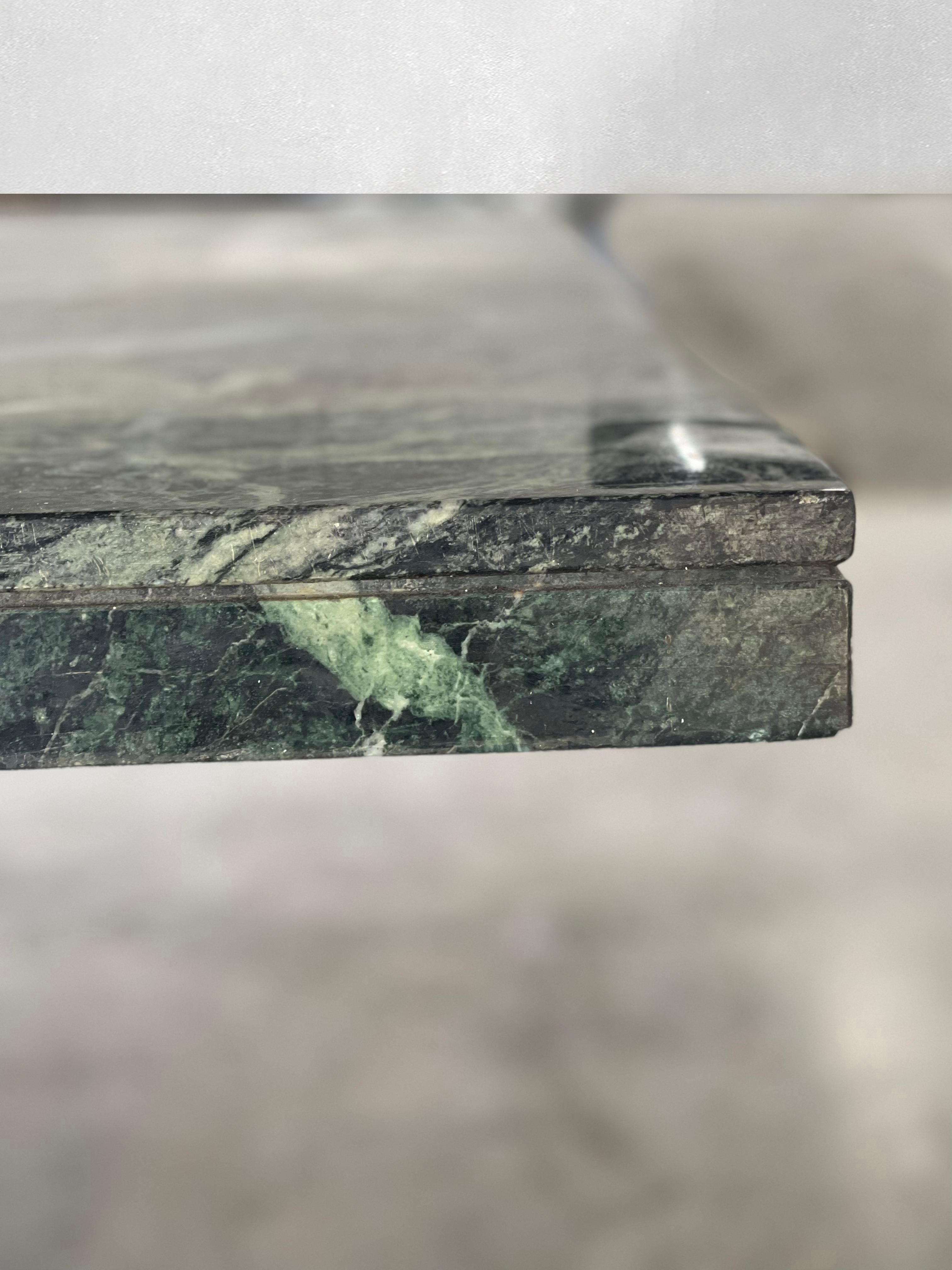 Vintage Green Serpentine Marble Dining Table In Good Condition In St Louis Park, MN