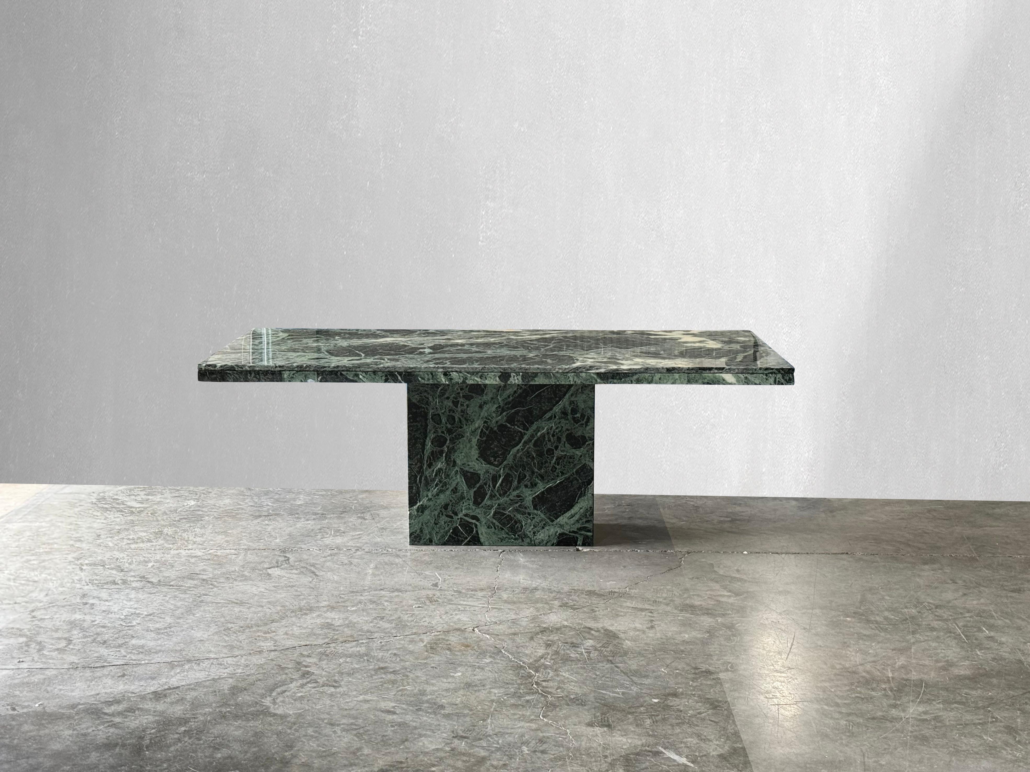 Vintage Green Serpentine Marble Dining Table In Good Condition In Boca Raton, FL