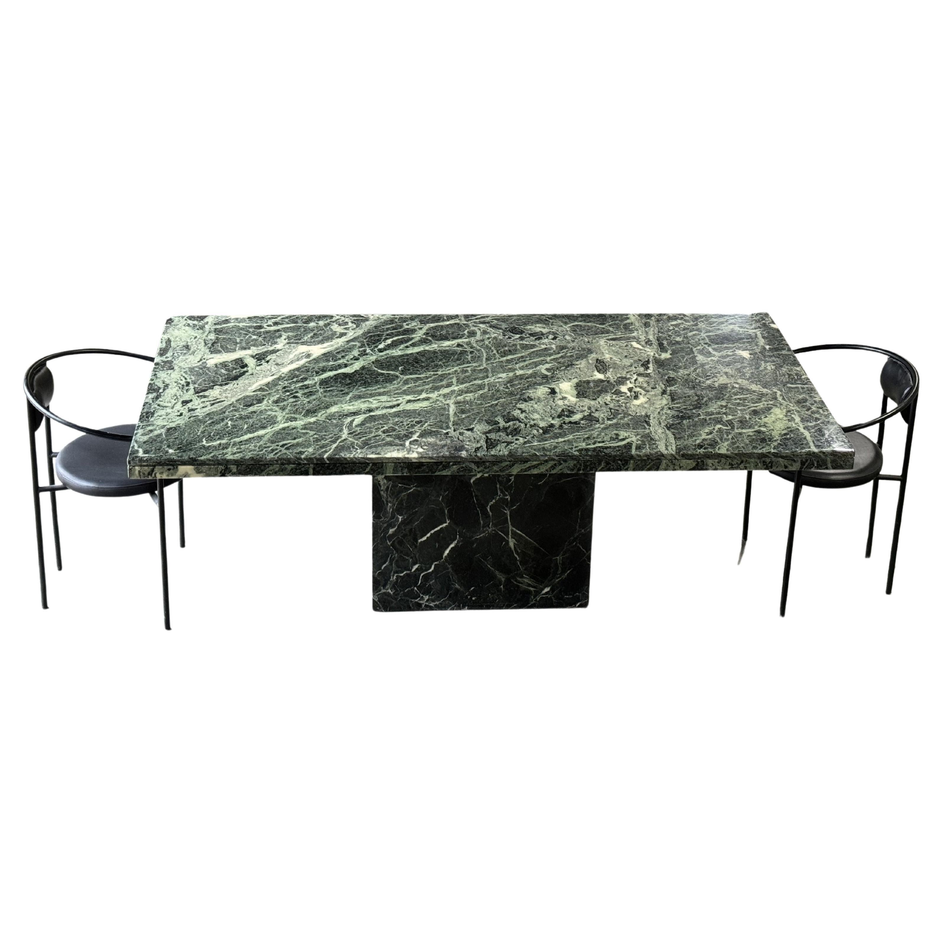 Table de salle à manger vintage en marbre vert serpentin