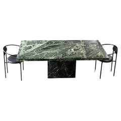 Mesa de comedor vintage de mármol verde serpentina
