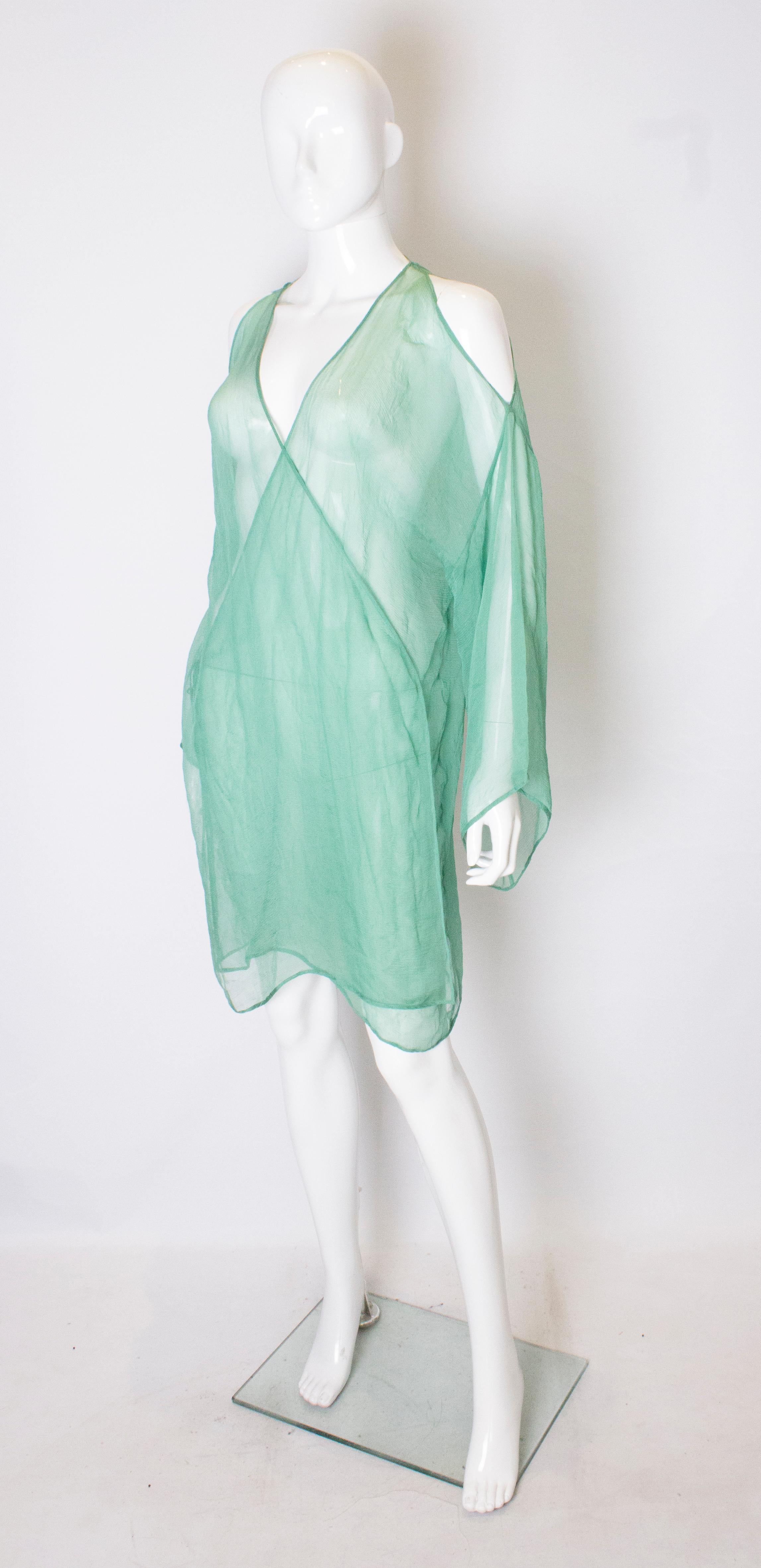 Vintage Green Silk Chiffon Top In Good Condition In London, GB