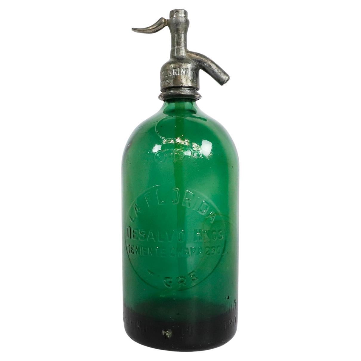 Vintage Green Soda Siphon, Made in Argentina For Sale