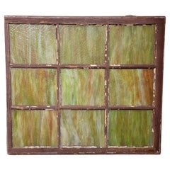 Vintage Green Stained Glass Panel