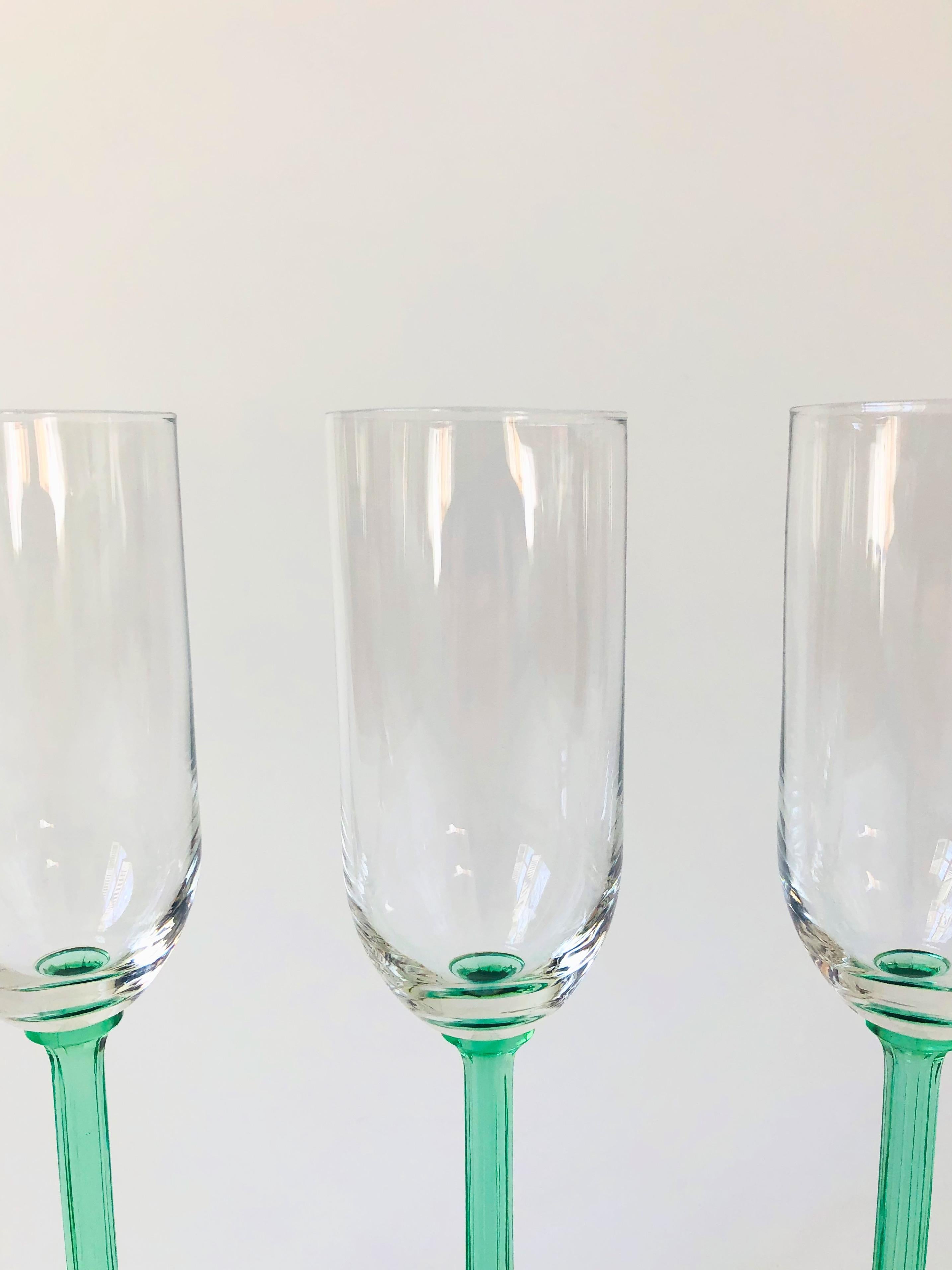 green stem champagne glasses