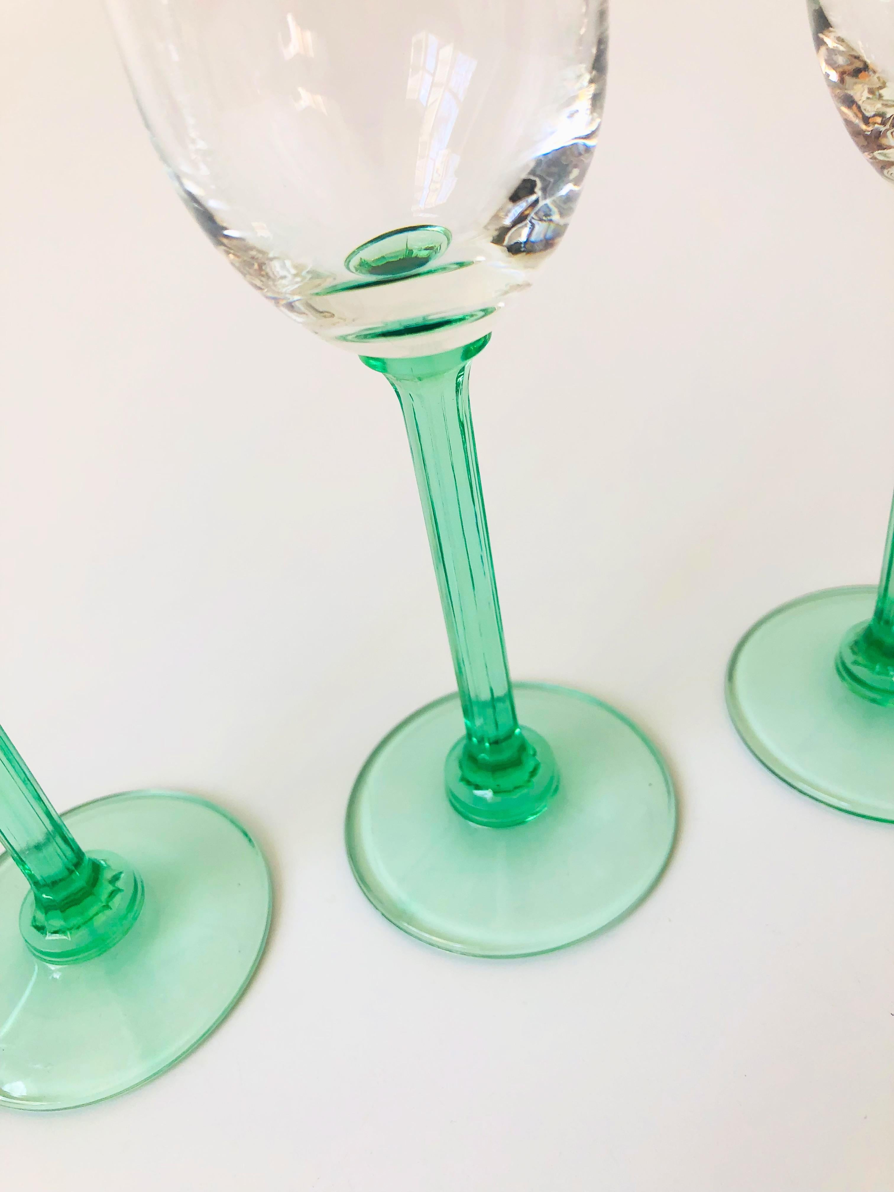green champagne flutes