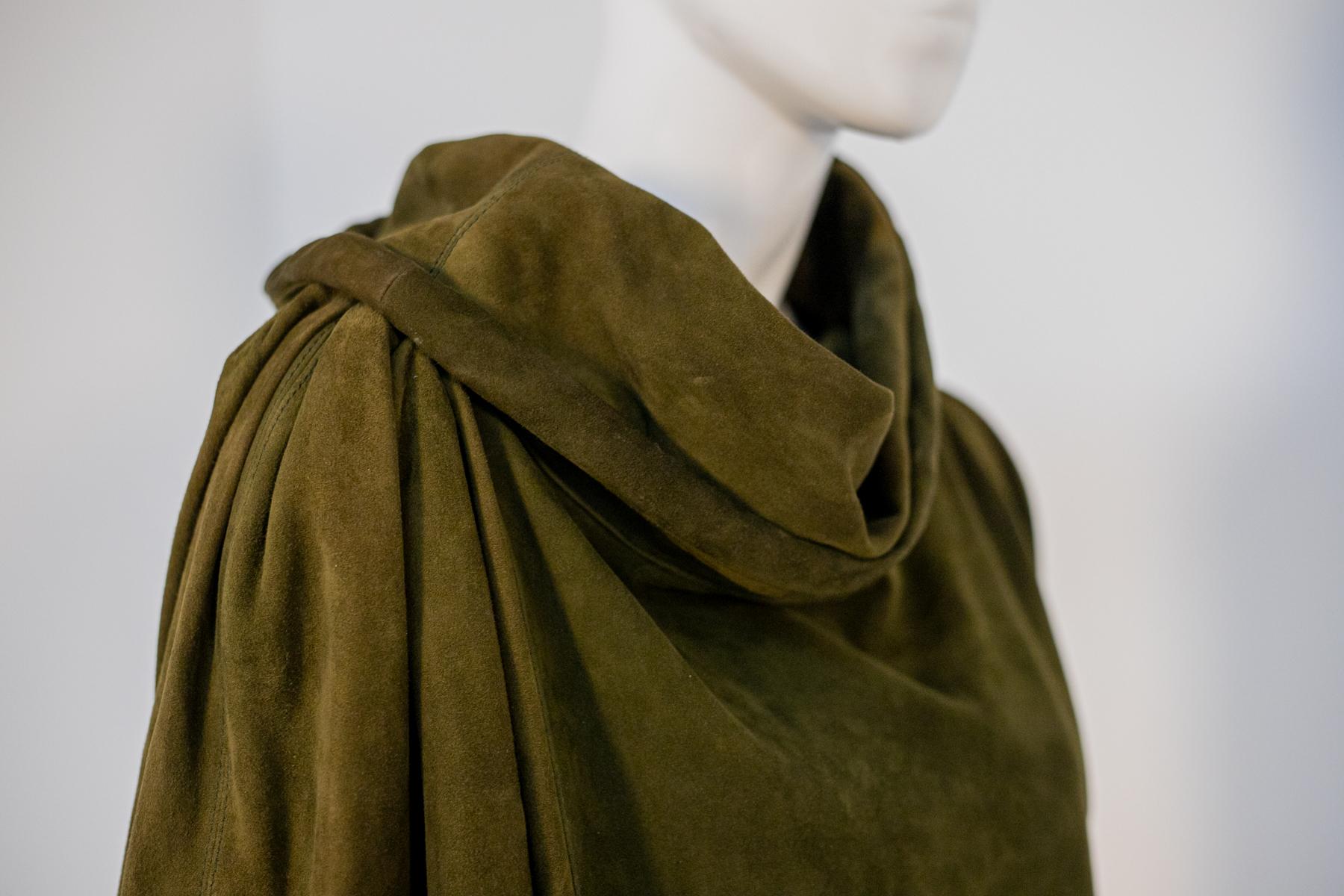 Manteau vintage en daim vert Pour femmes en vente