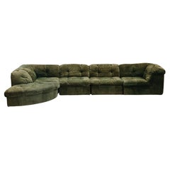 Vintage Green Suede Modular Sofa By Laauser, From Germany, Circa 1970