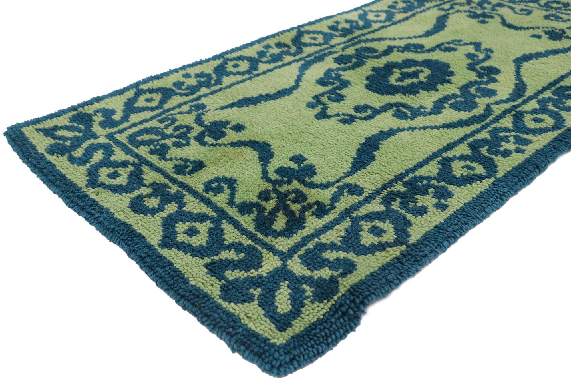 78111 Vintage green Swedish pile rug, 02'06 x 04'11.