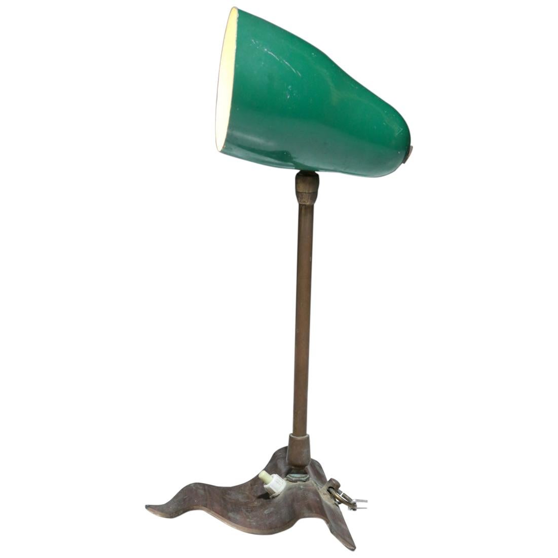 Lampe de bureau verte vintage Cocotte des années 1950 dans le style de Pierre Guariche