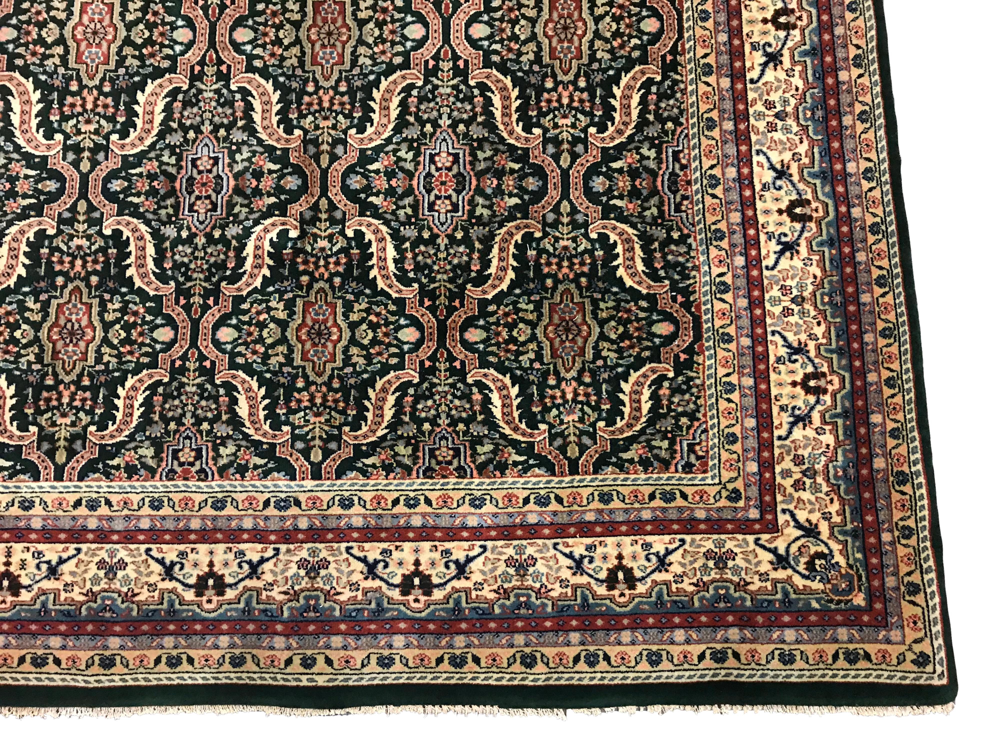 Late 20th Century Vintage Green Tabriz For Sale
