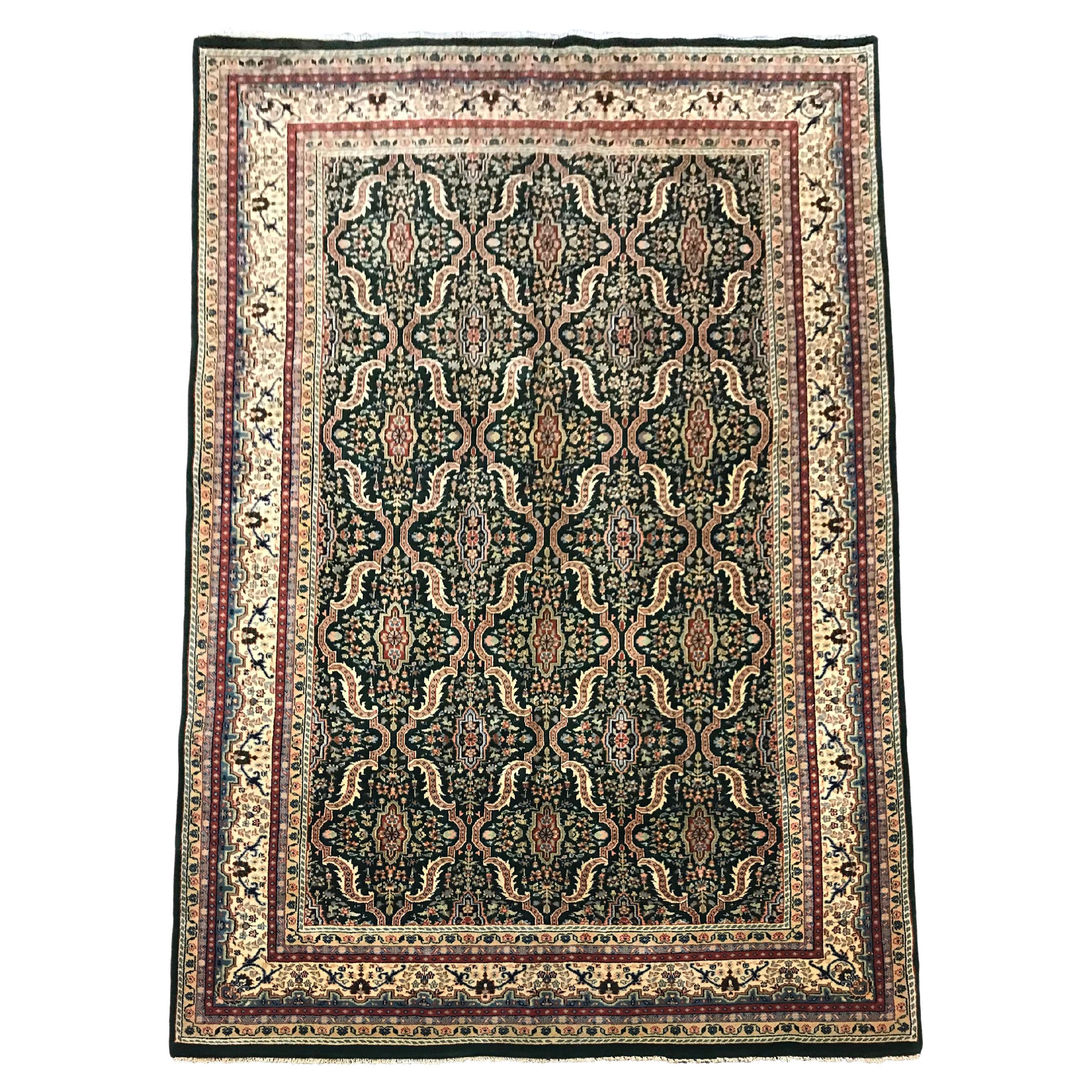 Vintage Green Tabriz For Sale