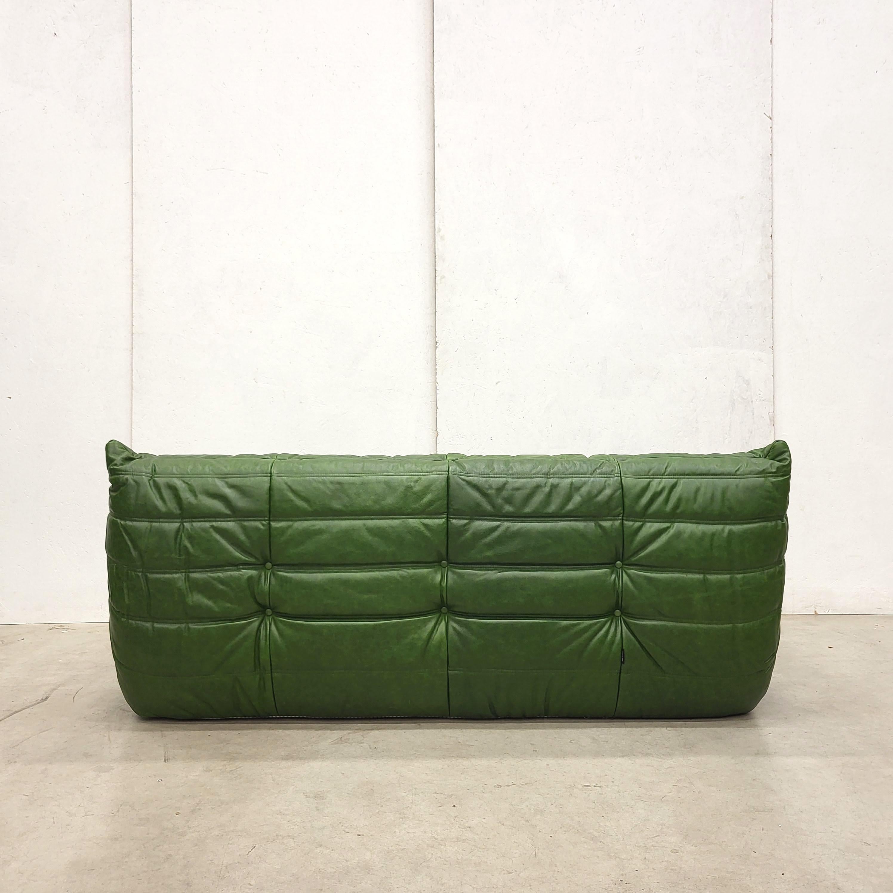 Hand-Crafted Vintage Green Togo Seating Group Sofa by Michel Ducaroy for Ligne Roset 1973