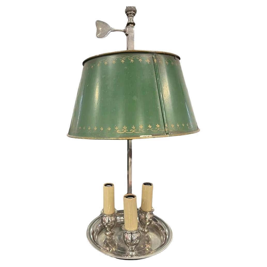 Vintage Green Tole French Bouillotte Lamp