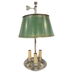 Französische Bouillotte-Lampe aus grünem Zinn, Vintage