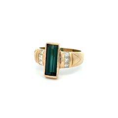 Bague vintage en or, tourmaline verte et diamants – Bijoux de luxe d'occasion