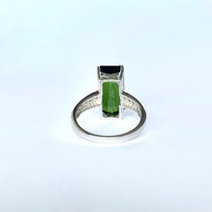 Vintage Green Tourmaline and White Topaz 9 Carat White Gold Ring