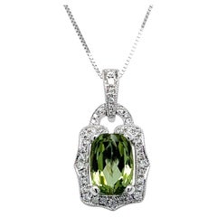 Vintage Green Tourmaline Diamond Halo