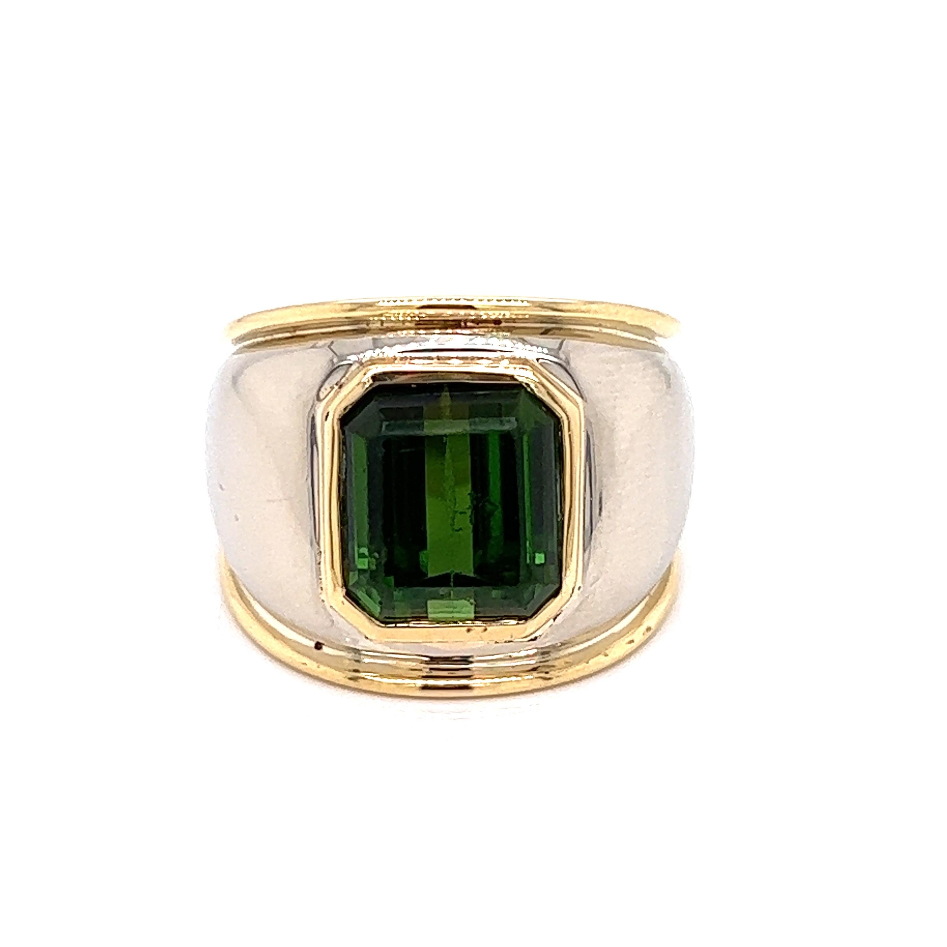 Modern Vintage Green Tourmaline Ring For Sale