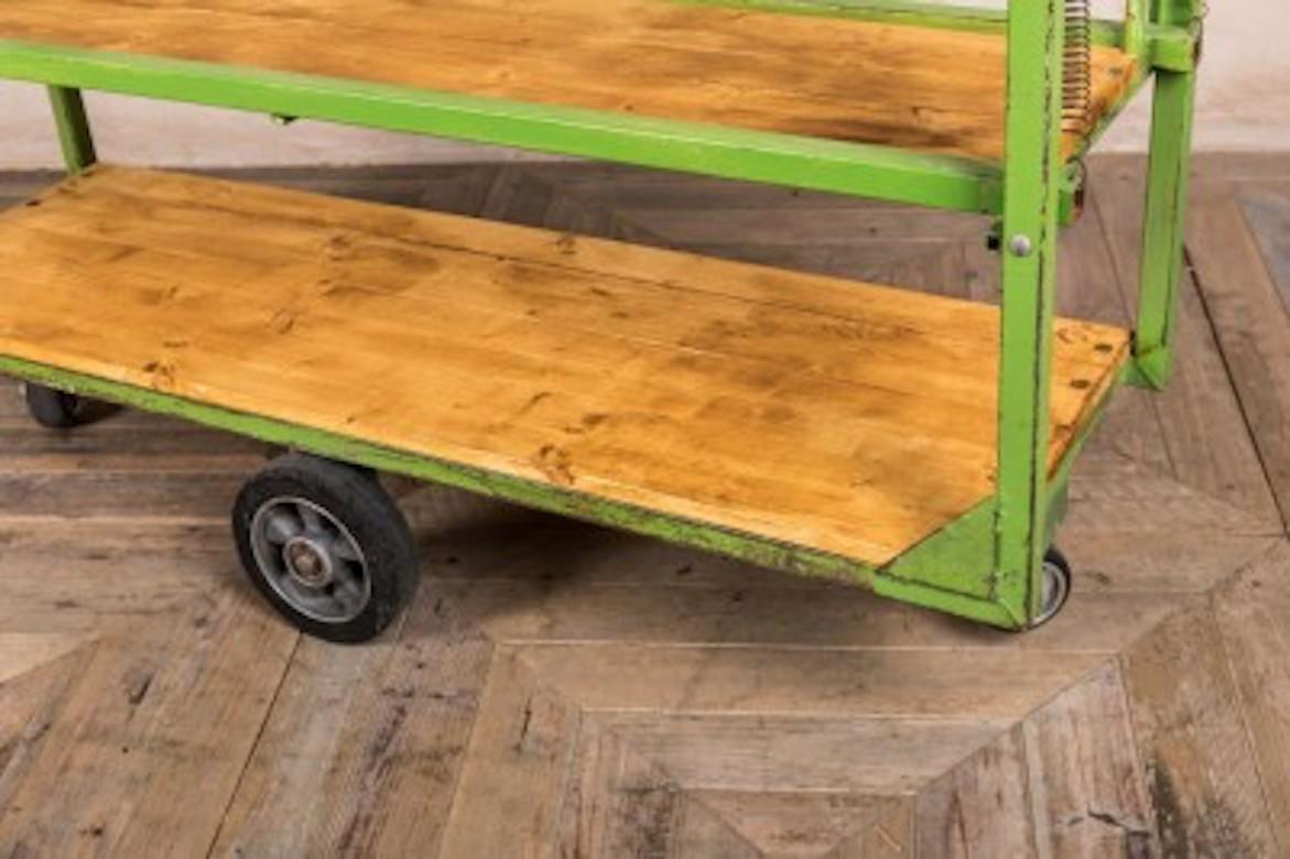 20th Century Vintage Green Trolley Unit On Wheels, circa 1950s For Sale