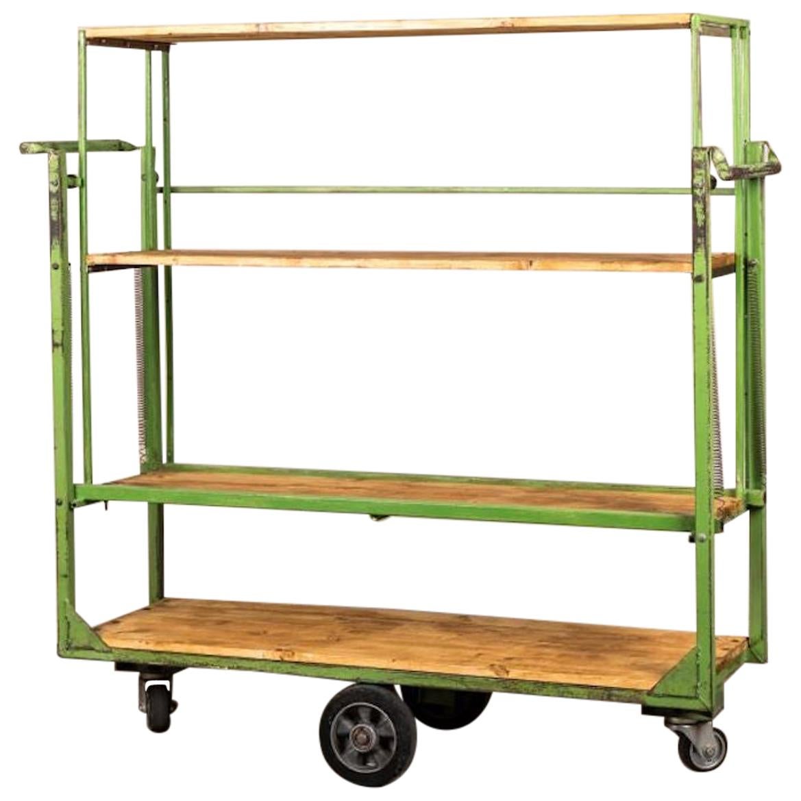 Vintage Green Trolley Unit On Wheels, circa 1950s For Sale