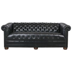 Retro Green Tufted Chesterfield Leather Sofa