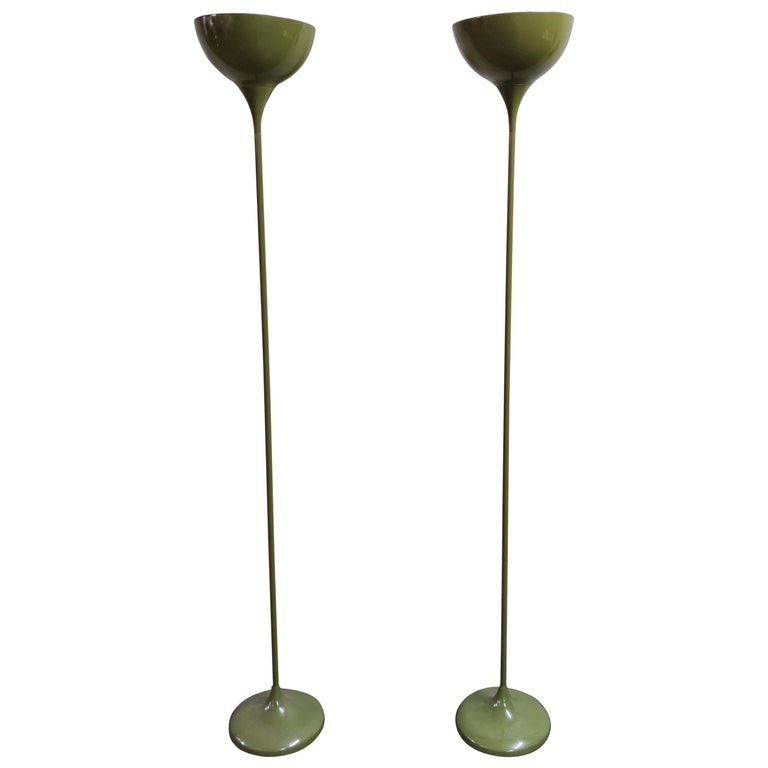Vintage Green Tulip Base Floor Lamps, 1980s at 1stdibs