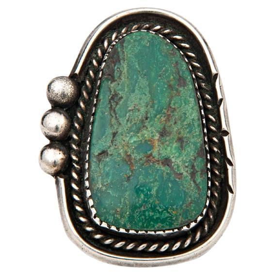 Bague vintage en argent sterling avec turquoise verte