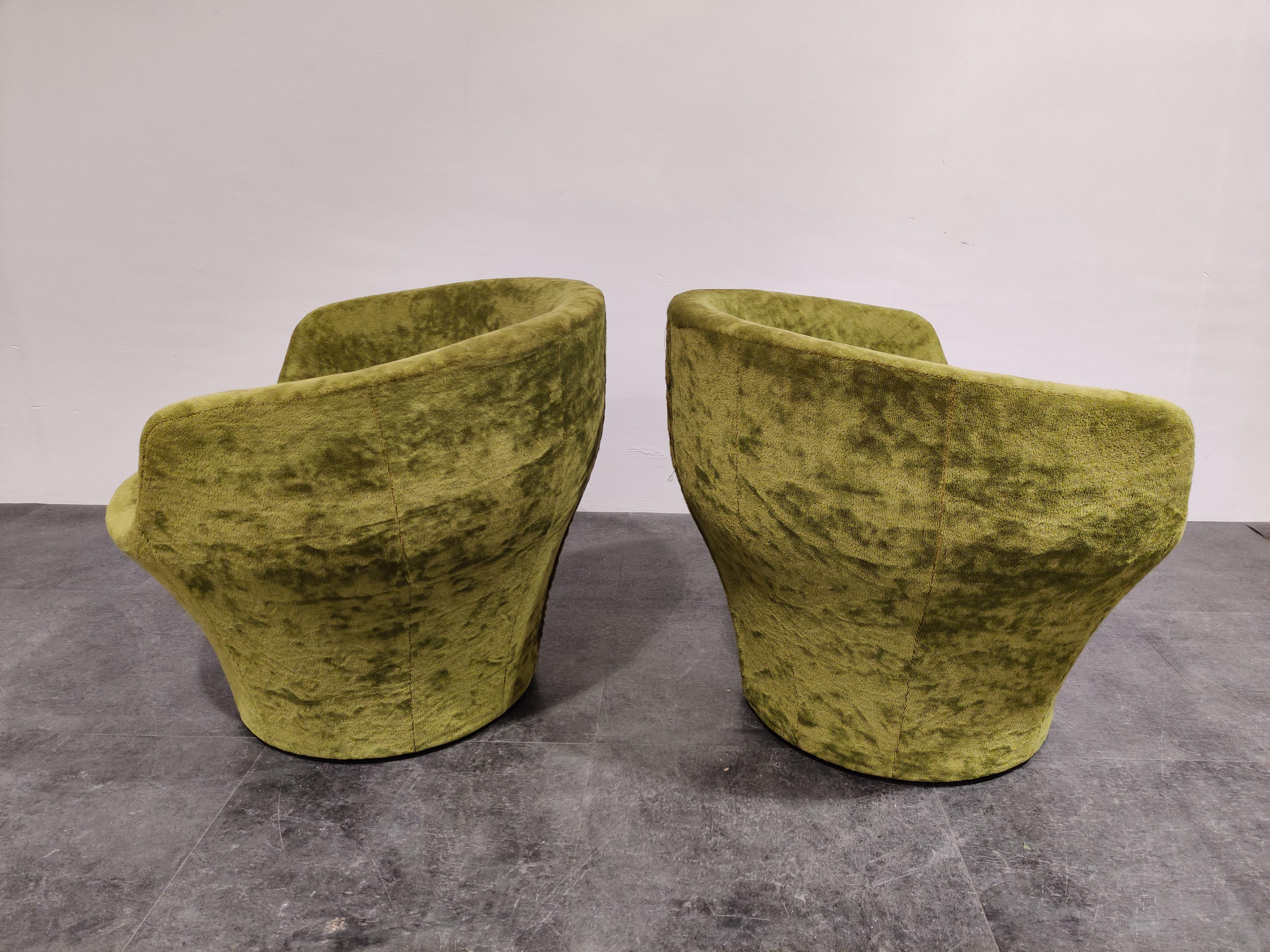 Vintage Green Velvet Cocktail Chairs, 1960s In Good Condition In HEVERLEE, BE