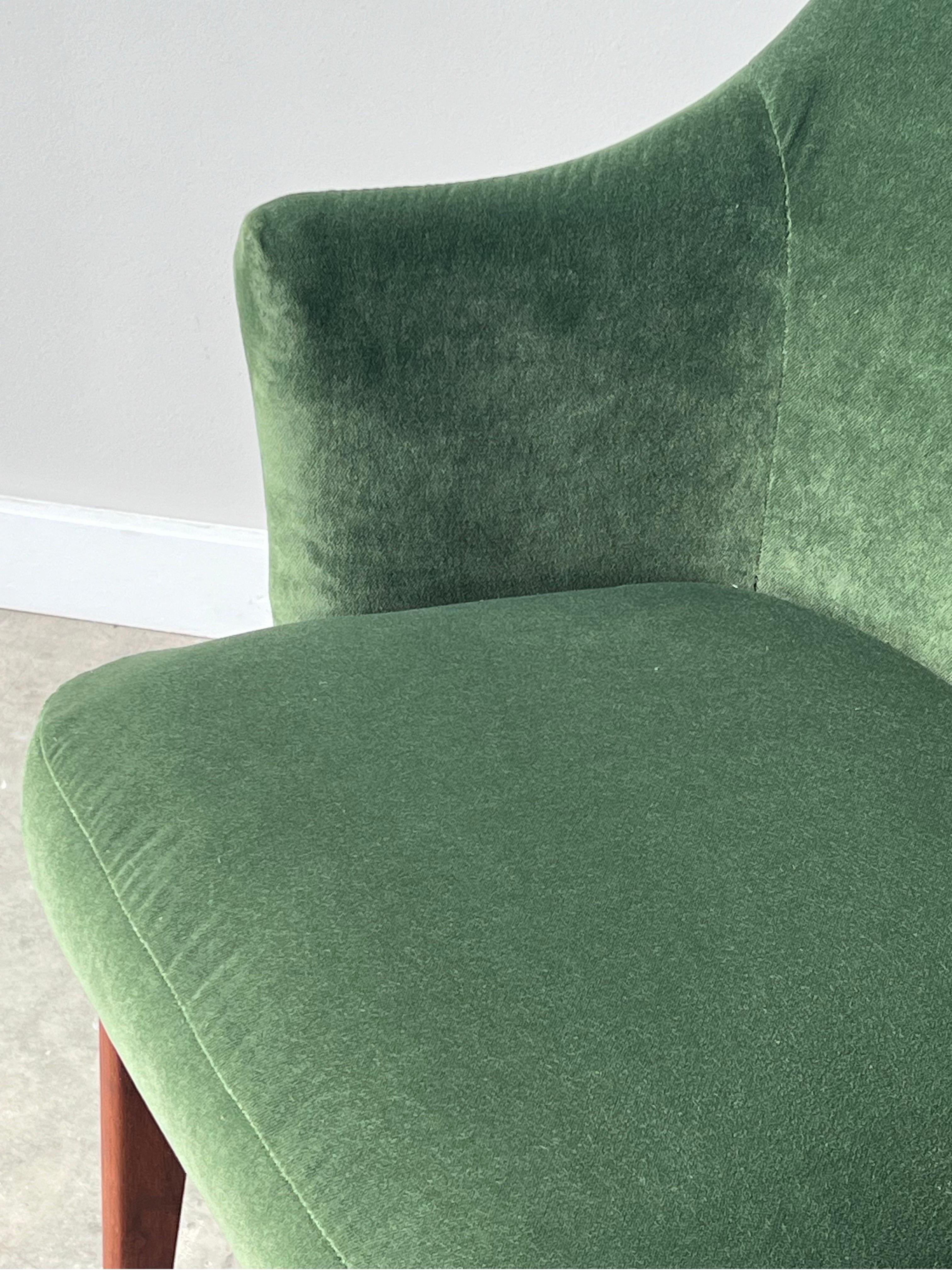Fabric Vintage Green Velvet Lounges in the Style of Pearsall - a Pair For Sale