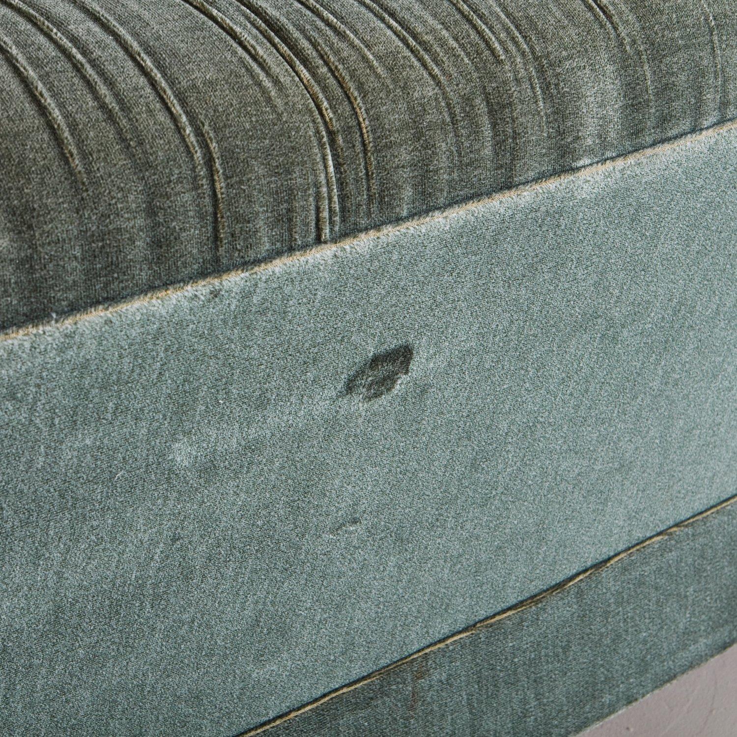 Vintage Green Velvet Ruched Sofa, Italy, 1970s 4