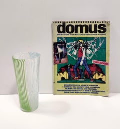 Vintage Green, White and Light Blue Murano Glass Vase by Dino Martens