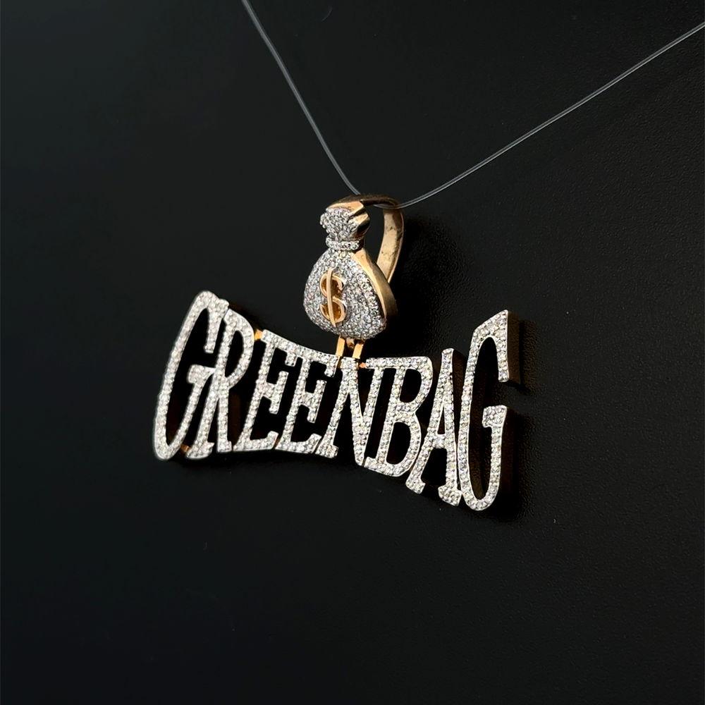 Taglio brillante Vintage GREENBAG RBC Collana con ciondolo in oro e pavé di diamanti in vendita