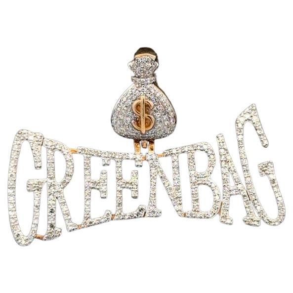 Vintage GREENBAG RBC Collana con ciondolo in oro e pavé di diamanti