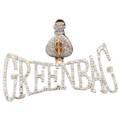 Vintage GREENBAG RBC Collana con ciondolo in oro e pavé di diamanti
