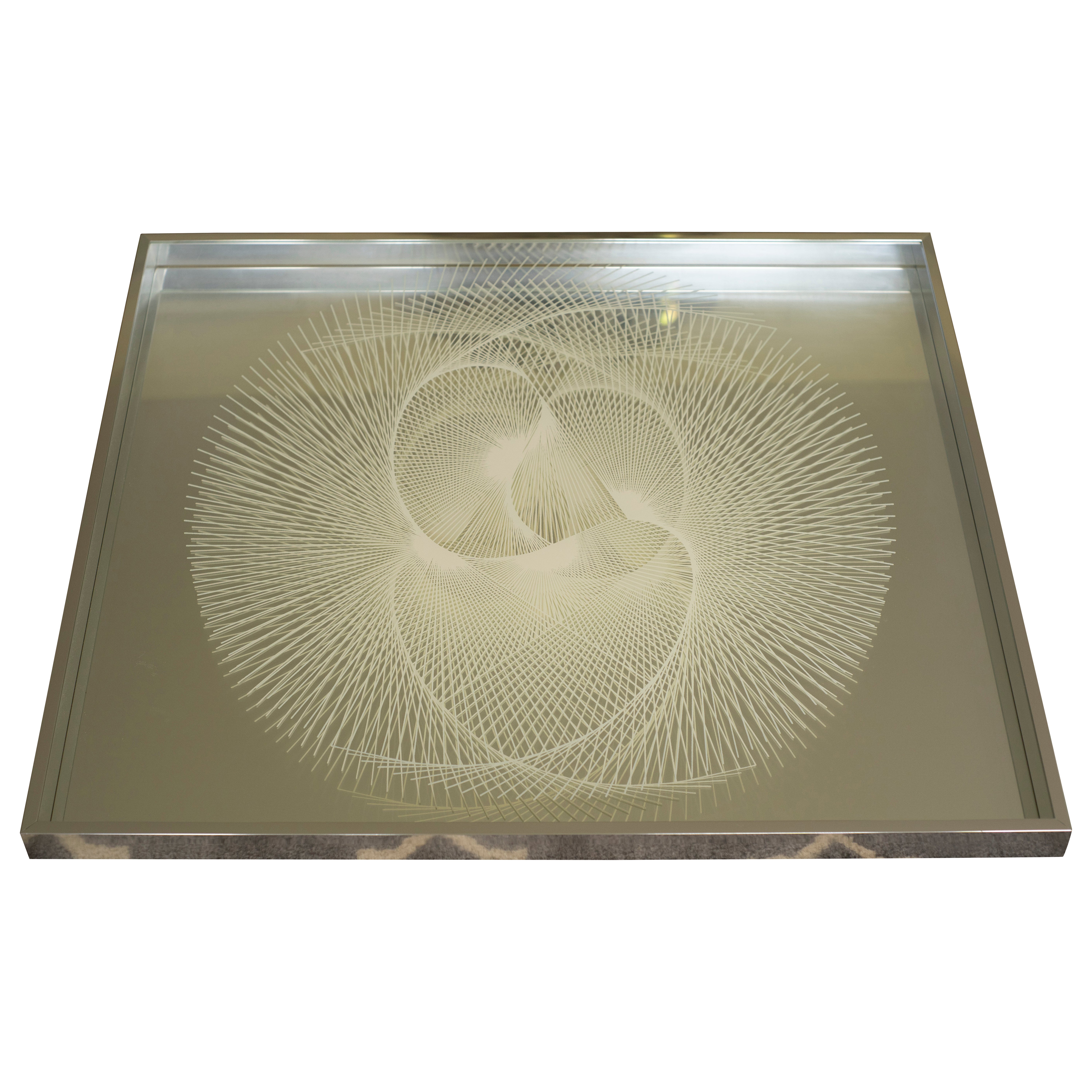 Vintage Greg Copeland Texture Dentelle Verre & Aluminium Miroir Infini Signé en vente