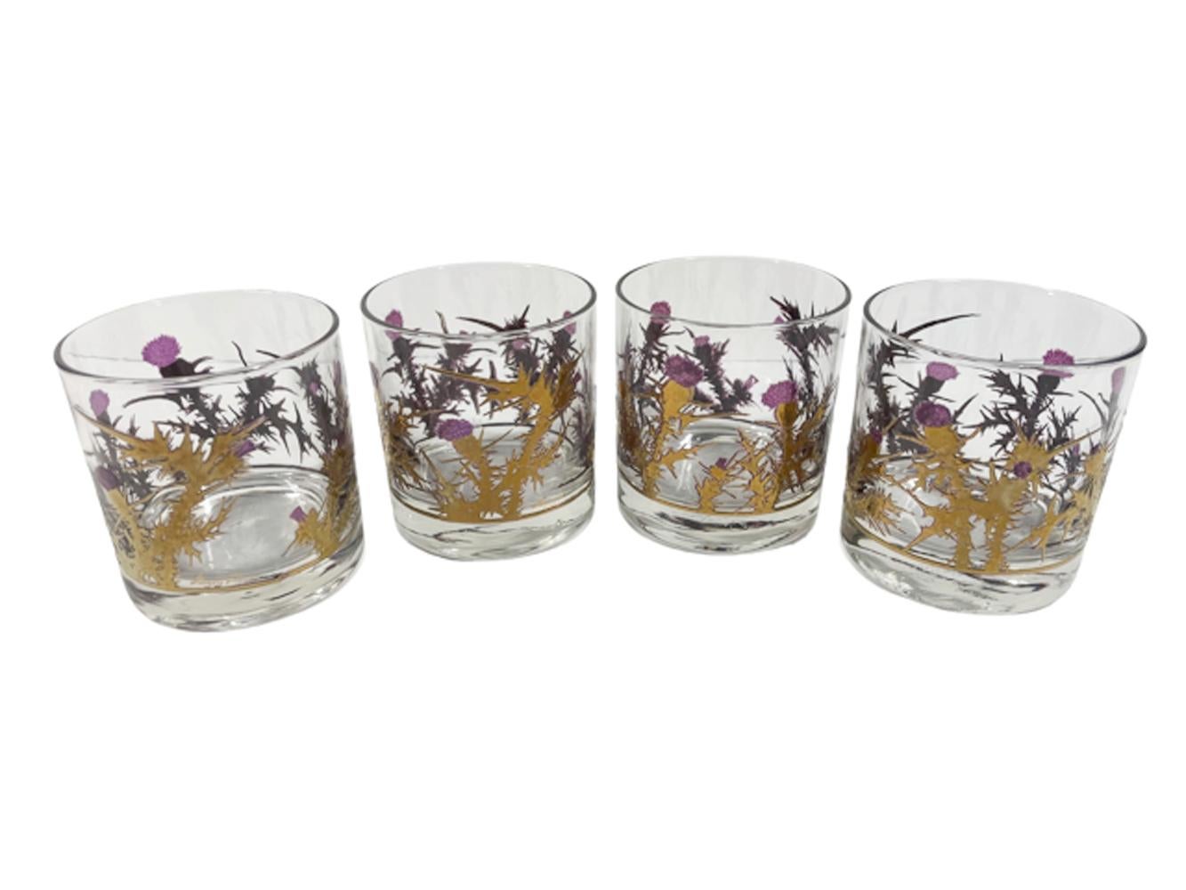 Gregory Duncan entworfene „Distel“-Eisschale & 4 Steingläser / 22k Gold (Glas) im Angebot