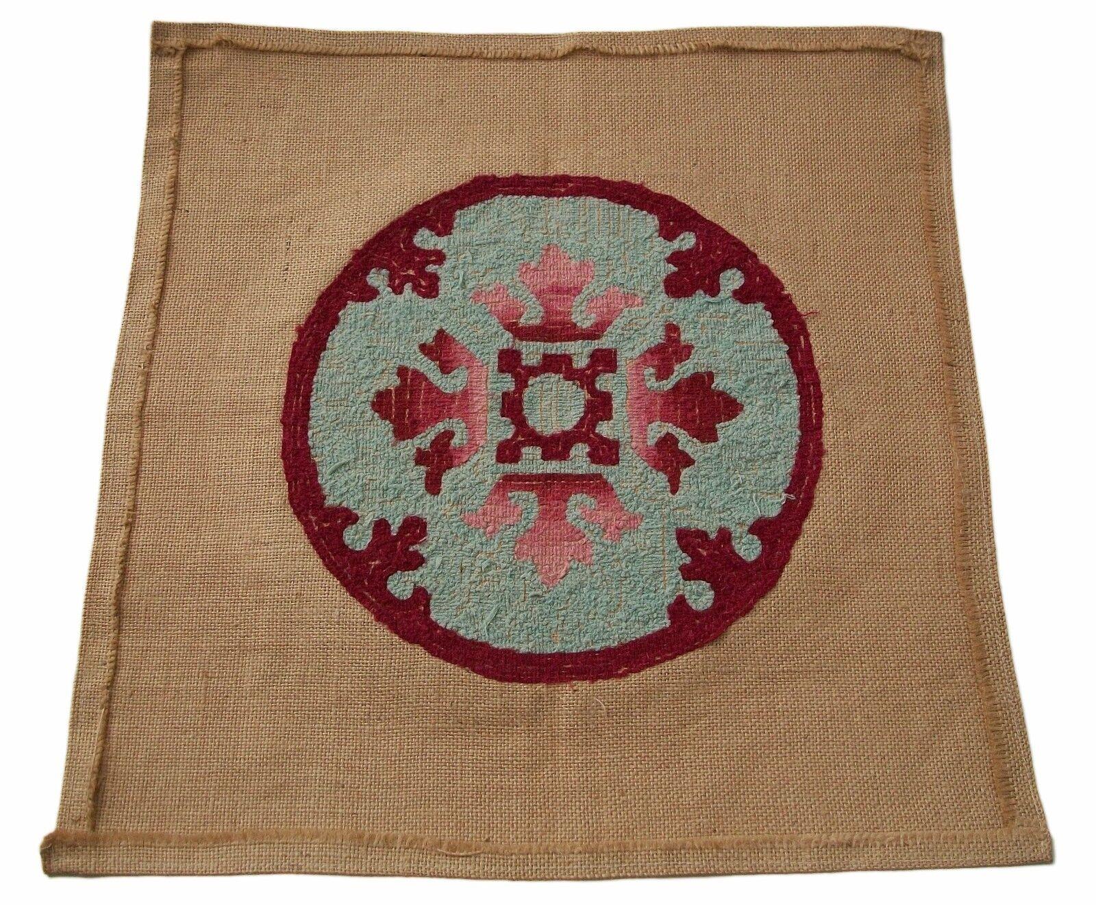 Canadian Vintage Grenfell Type Hooked Tapestry on Burlap, Canada, Late 20th Century For Sale
