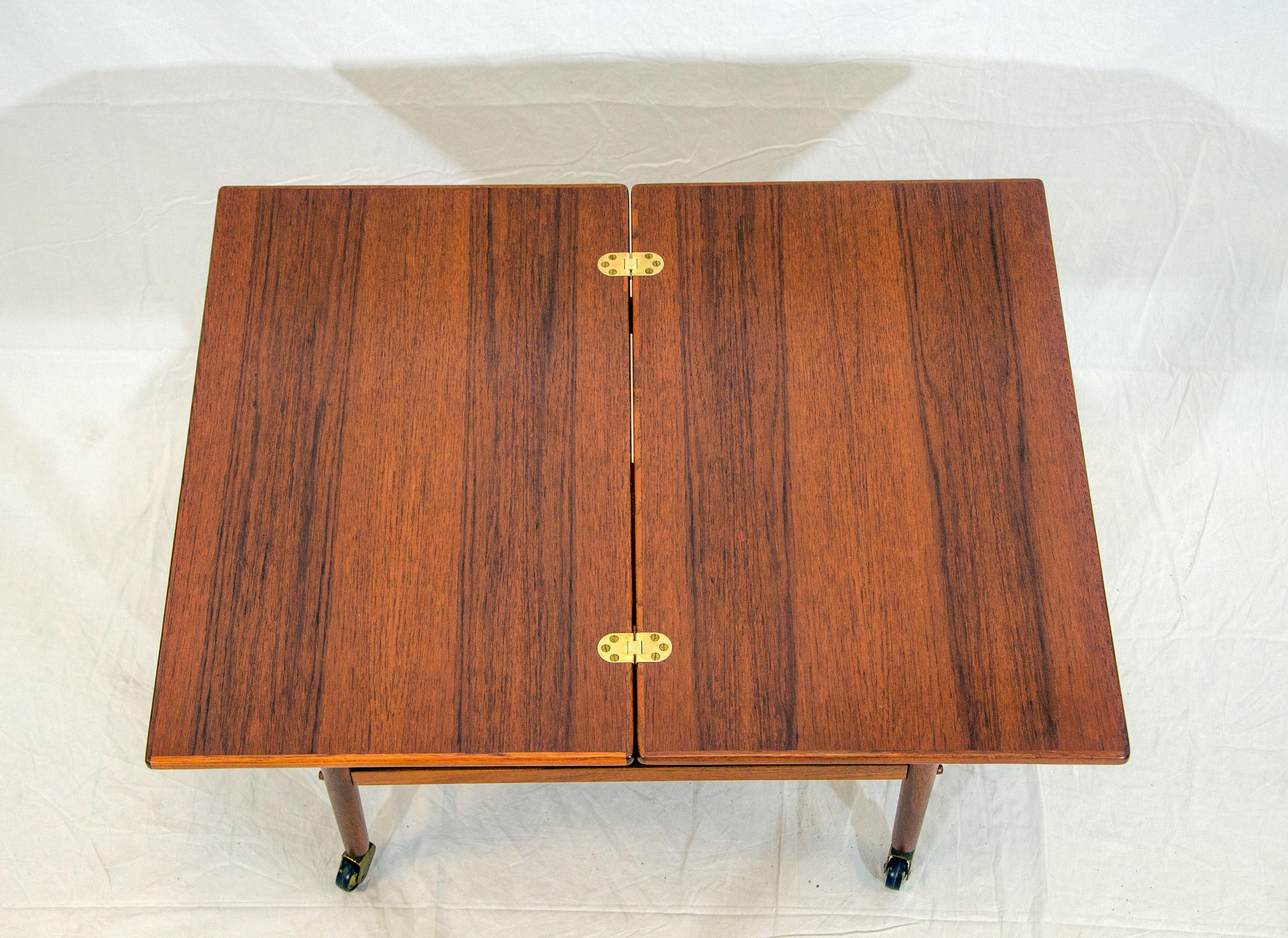 Vintage Grete Jalk Teak Flip-Top Bar, Tea, or Desert Table, Poul Jeppesen For Sale 3