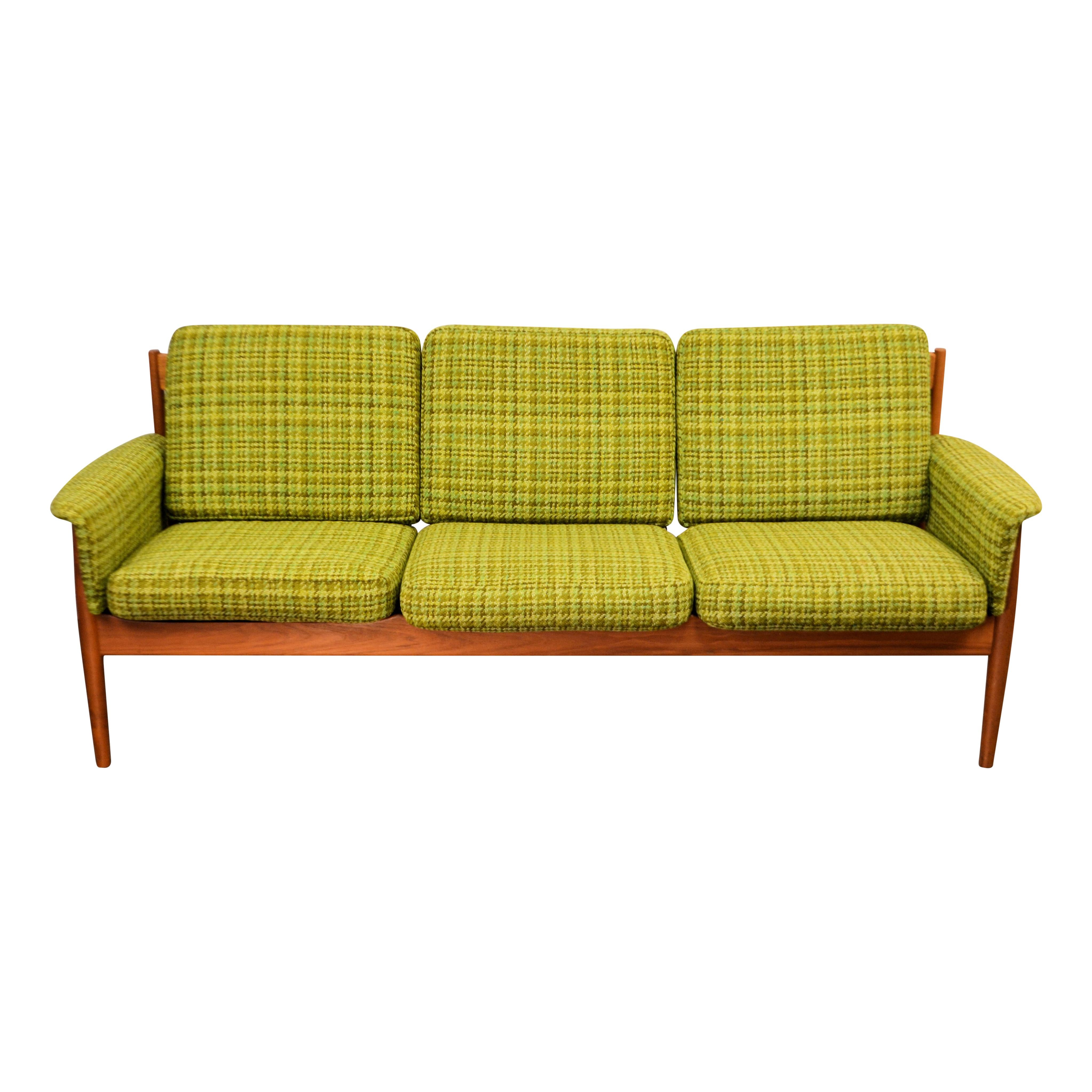 Mid-Century Modern Vintage Grete Jalk Teak Three-Seat Sofa For Sale