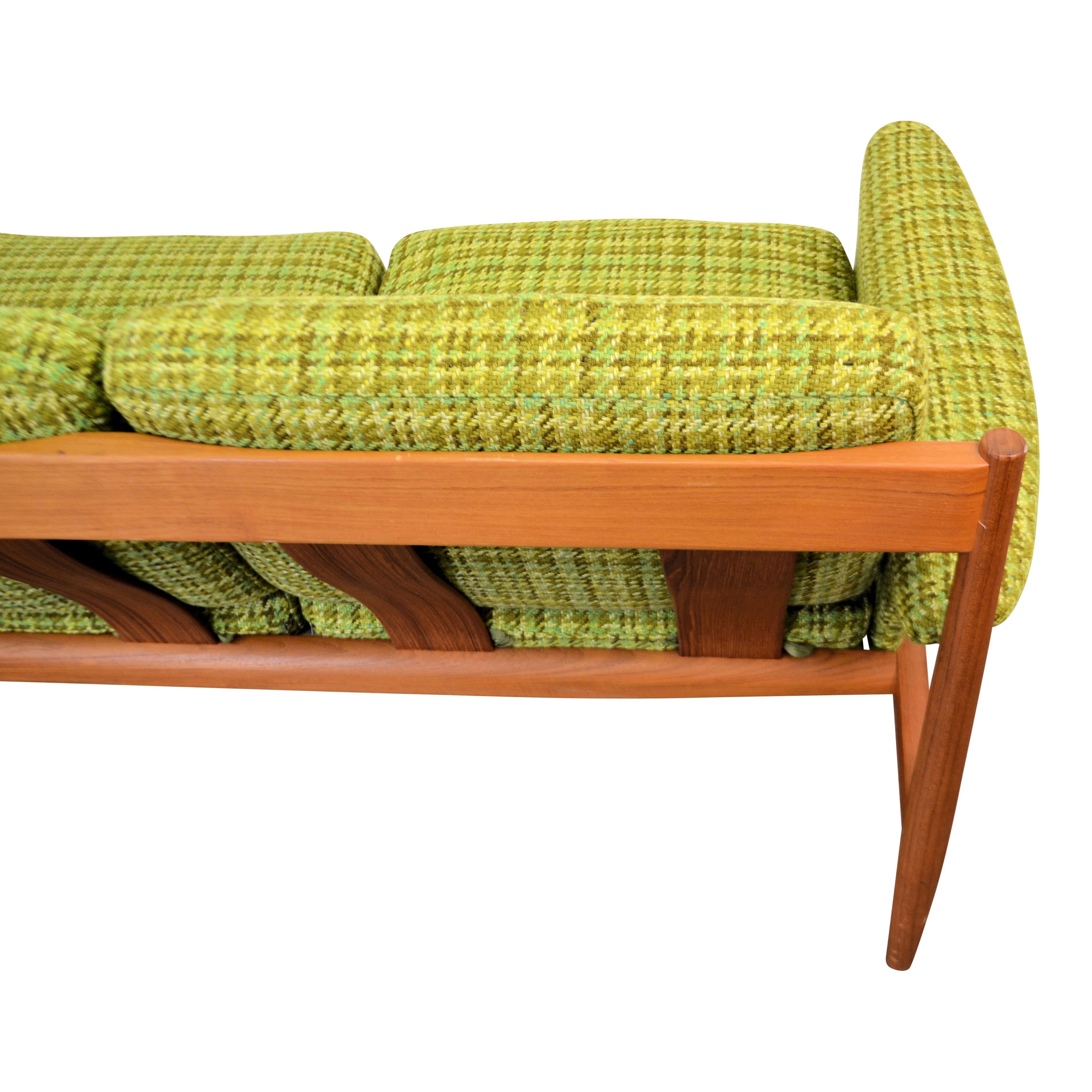 Vintage Grete Jalk Teak Three-Seat Sofa In Good Condition For Sale In Panningen, NL