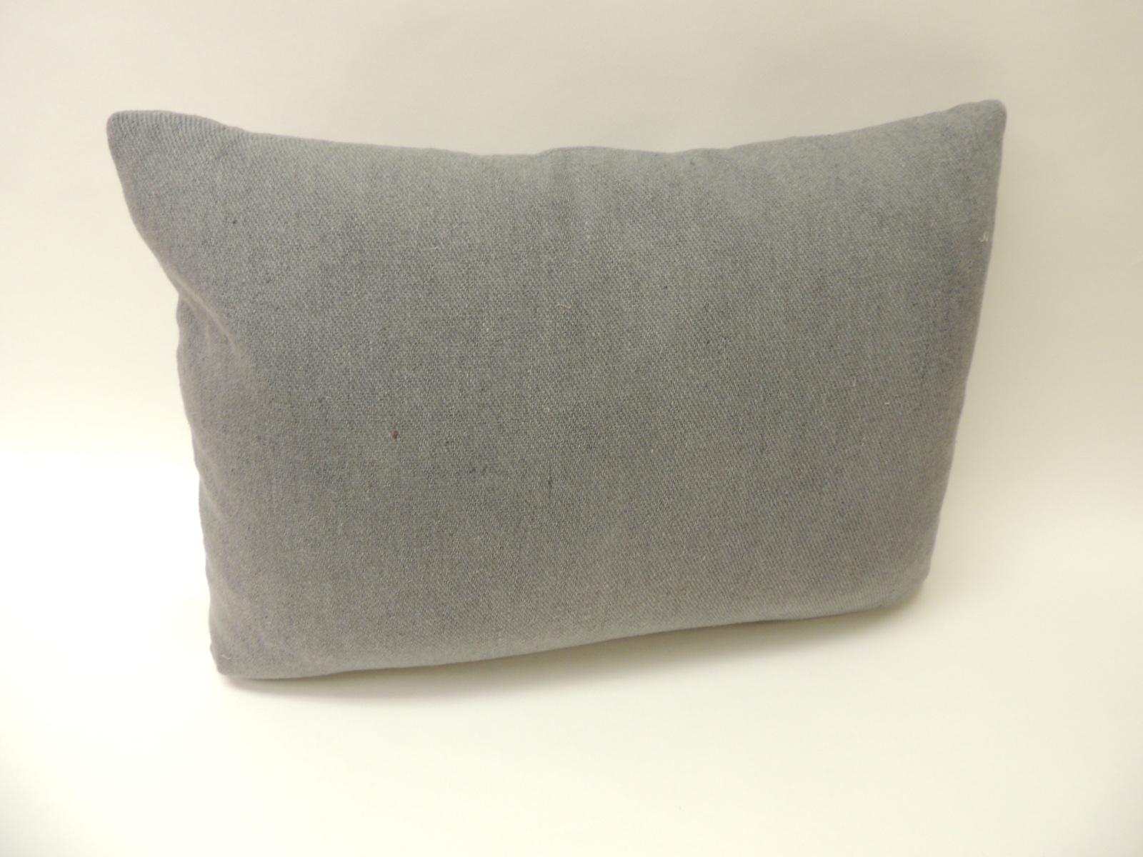 Vintage Grey Alpaca and Wool Woven Midcentury Decorative Bolster Pillow In Good Condition In Oakland Park, FL